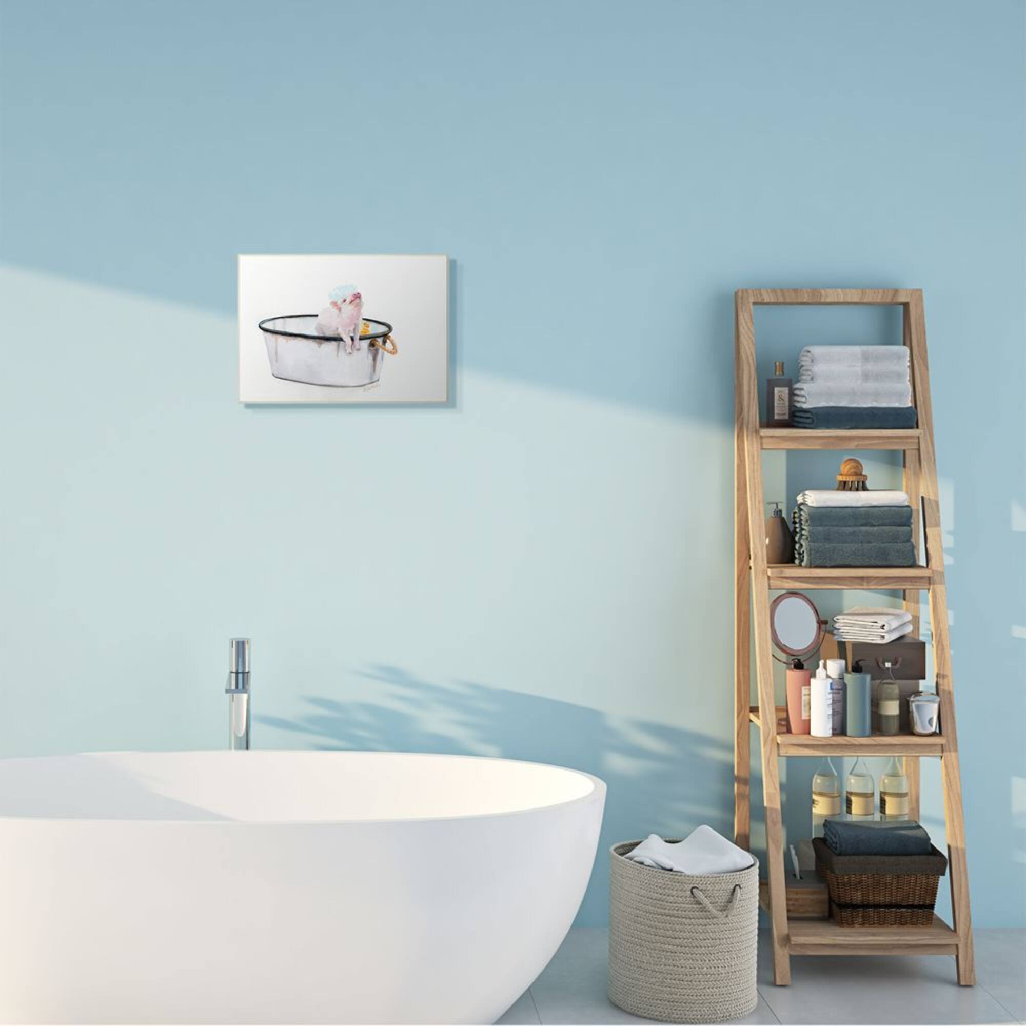 Stupell Industries Piggy Bath with Rubber Ducky Adorable Farm Animal Wall Plaque